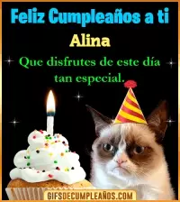 Gato meme Feliz Cumpleaños Alina